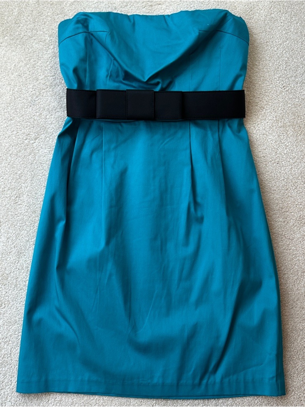 Iz Byer Teal Strapless Dress with Black Waistband - size 5 - Brand New with Tags